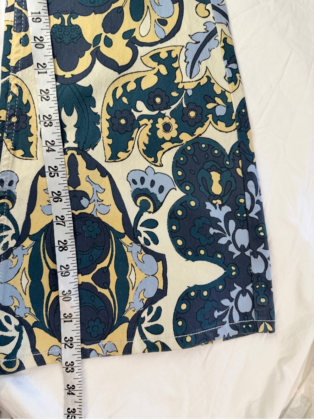 FREE PEOPLE WE THE FREE Penny Pull-On Printed Flare Jeans‎ Blue Teal Combo 29 - Picture 13 of 14